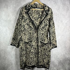 Kasper‎ Cardigan Sweater Womens Size XL Tan Black Knit Button Front Long Career